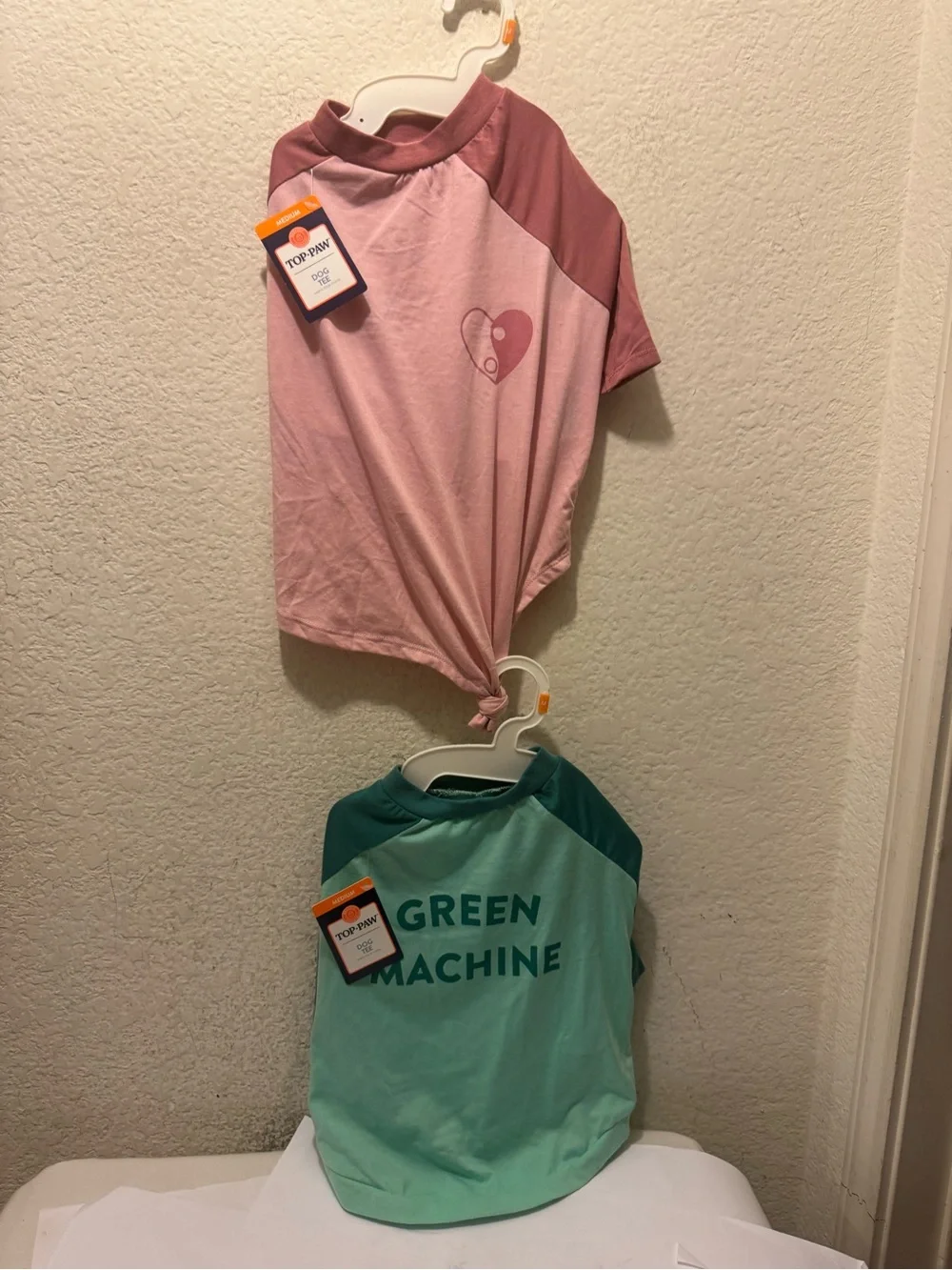 2 top paw Pink Colorblock Dog Tee with Raglan Sleeves